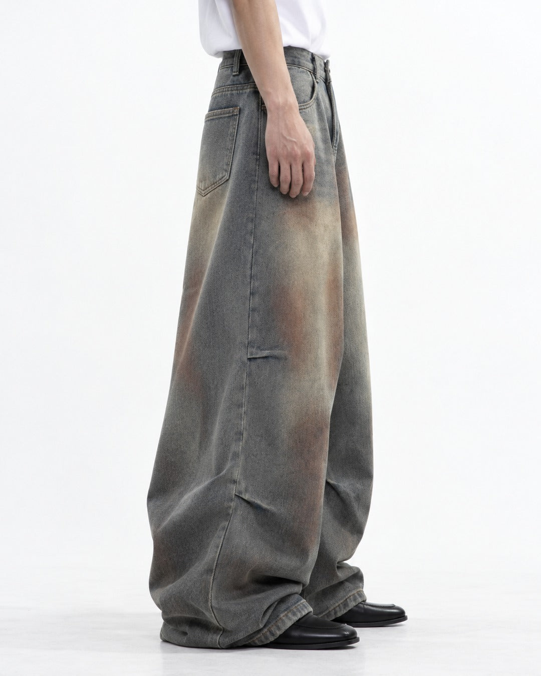 Rust Gradient Wide-Leg Denim Pants