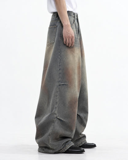 Rust Gradient Wide-Leg Denim Pants