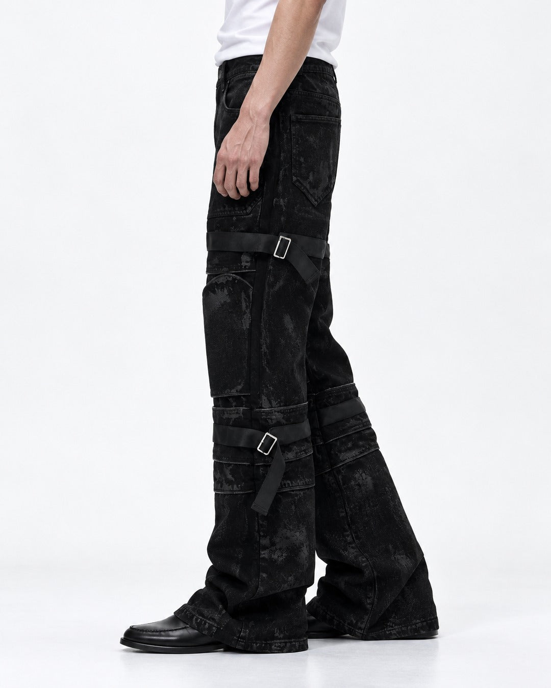 Strap Detail Flared Jeans