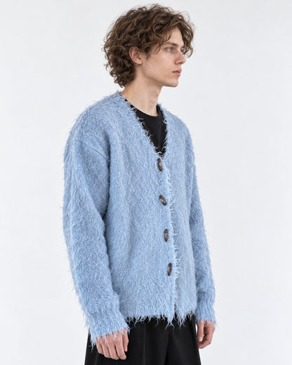 Sky Blue Shaggy Toggle Cardigan