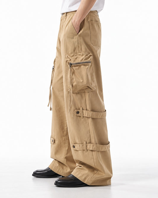 Strap Detail Zip Pocket Cargo Pants