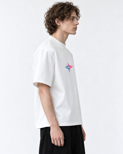 Spray-Painted Star Padded-Shoulder T-Shirt