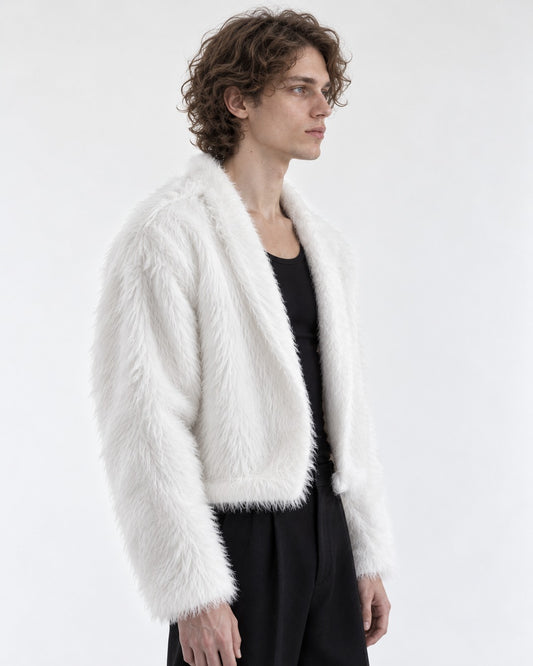 Fuzzy-Knit Draped Cardigan