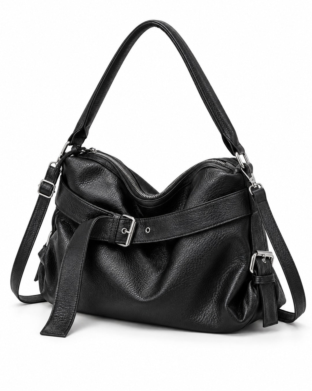 Strap-Wrapped Slouchy Hobo Bag
