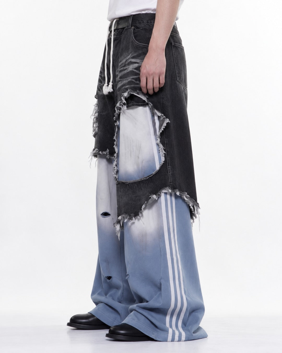 Faux Two-Piece Patchwork Pants