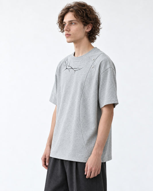 Tee with Barbed-Wire Embroidery