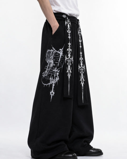 Thorn Print Lace-Up Sweatpants