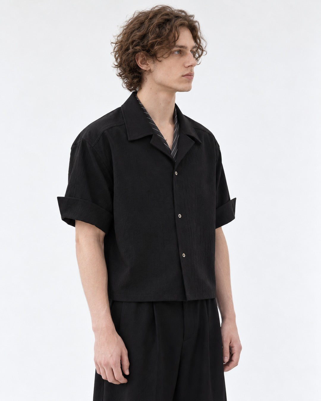 Layered-Collar Camp Shirt