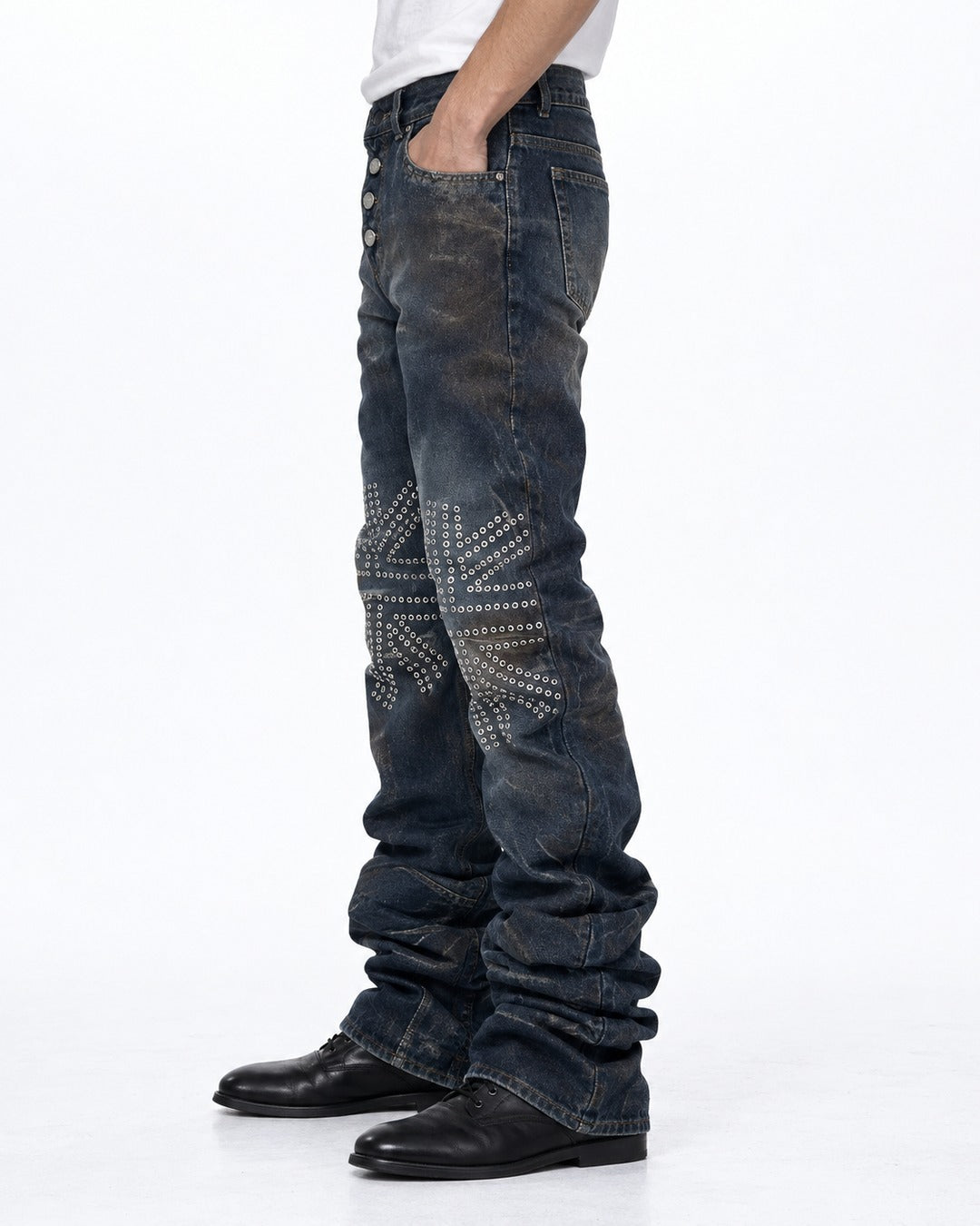 Union Jack Studded Flared Jeans
