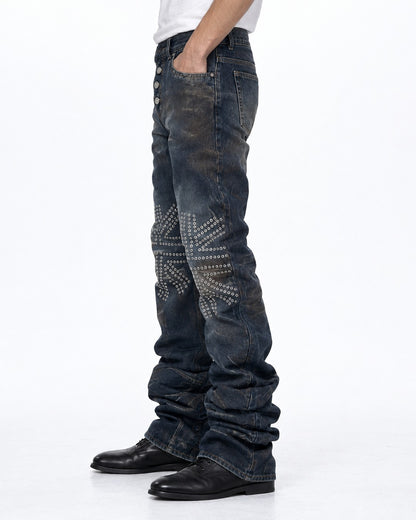 Union Jack Studded Flared Jeans