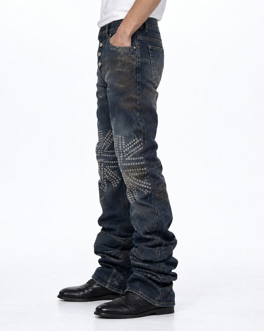 Union Jack Studded Flared Jeans