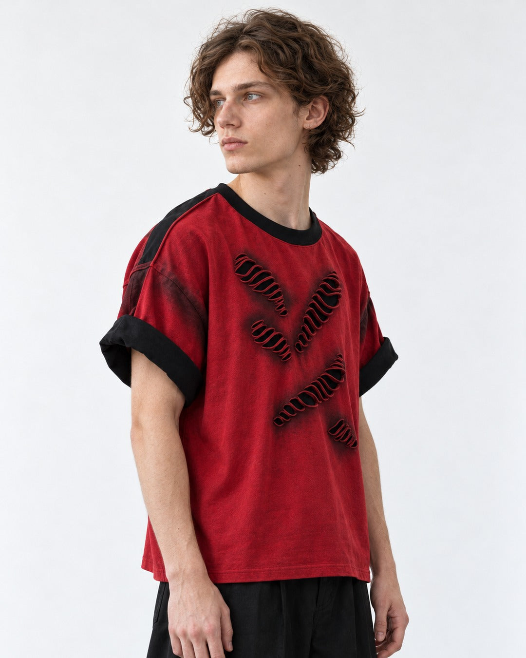 Slashed Colorblock Oversized Tee