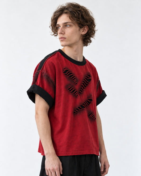 Slashed Colorblock Oversized Tee