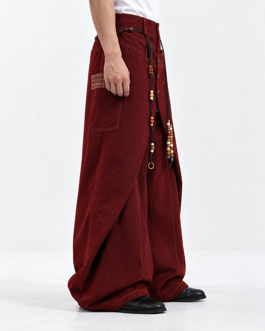Wrap Front Wide-Leg Trousers