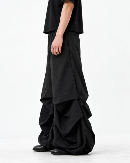 Gathered Wide-Leg Parachute Pants
