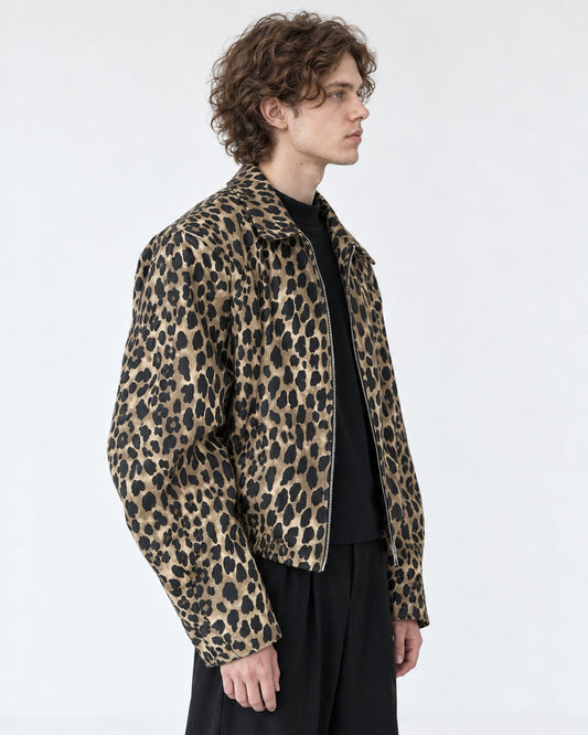Leopard Print Shoulder-Pad Jacket