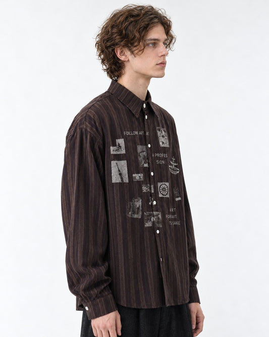 Striped Art-Collage Shirt