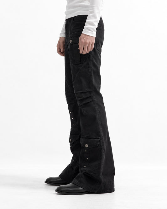 Studded Flap Pocket Flared Pants