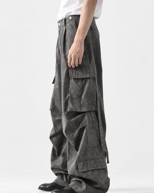 Layered Flap-Pocket Wide-Leg Cargo Pants