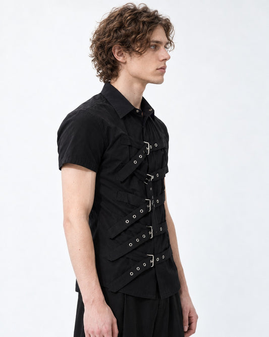 Diagonal Strap Eyelet Shirt