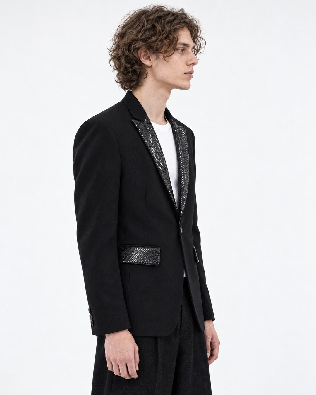 Snake Print Patchwork Suit Jacket
