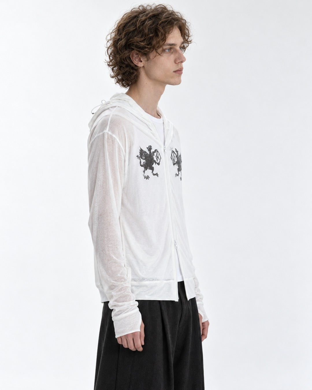Gargoyle Print Zip Hooded Jacket