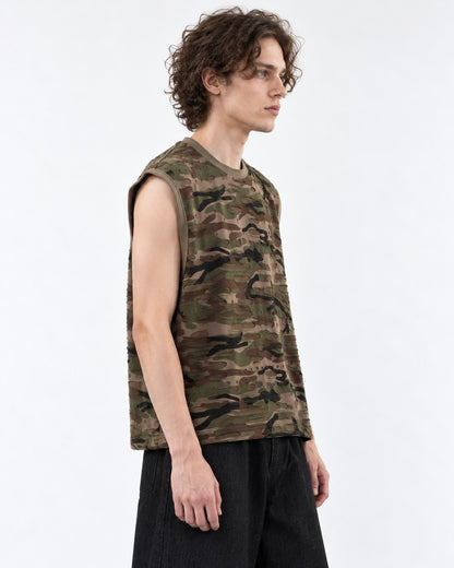 Distressed Camouflage Sleeveless Top