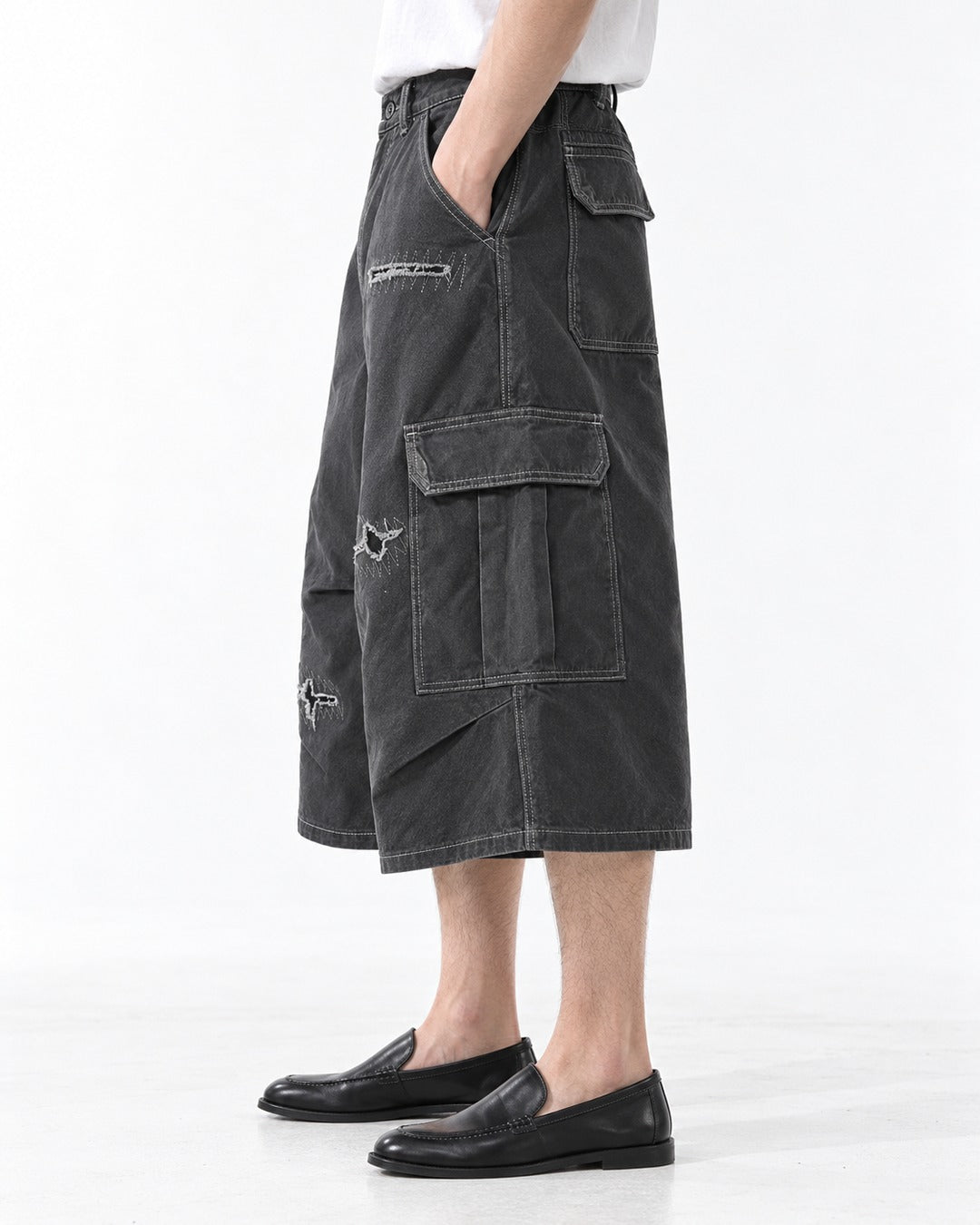 Stitched Patch Cargo Shorts