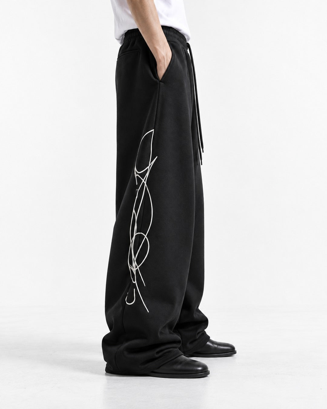 Pinstripe Line Art Wide Sweatpants
