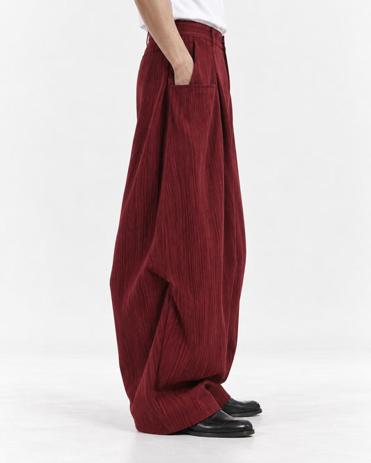 Textured Barrel Wide-Leg Pants