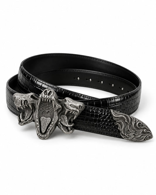 Triple Beast Head Buckle Belt