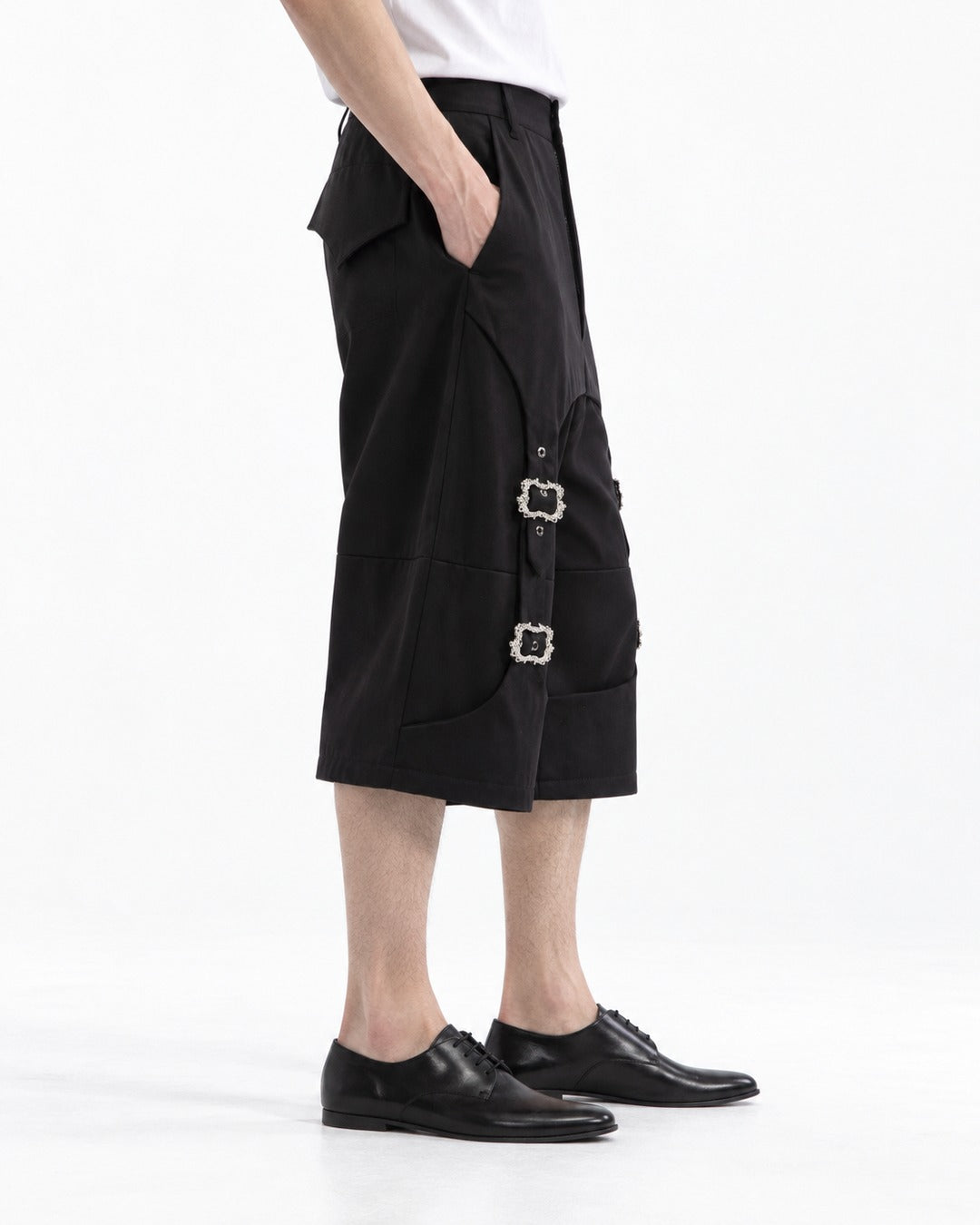 Buckle Strap Cropped Pants