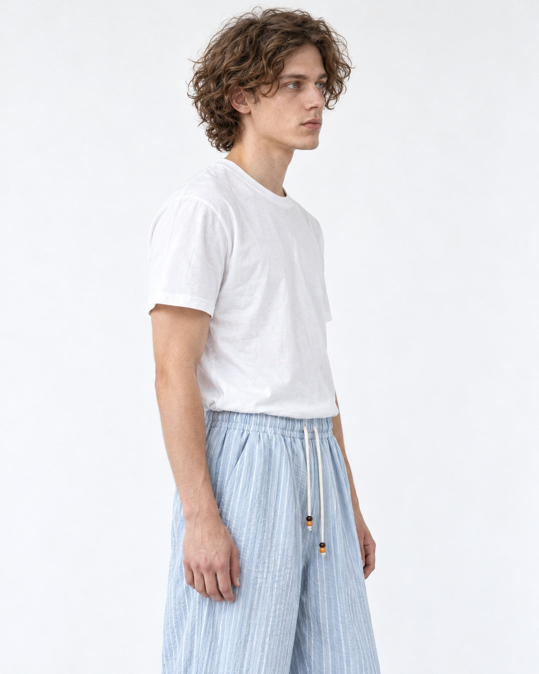 Striped Drawstring Wide Pants