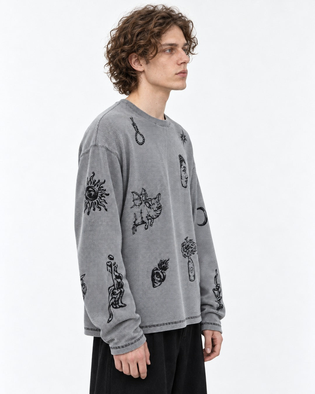 Tattoo Flash Print Waffle Long-Sleeve T-Shirt