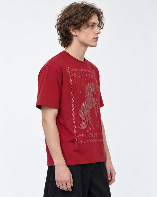 Dotted Horse Graphic Crew Neck T-Shirt