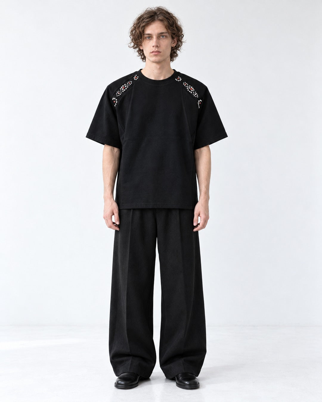 Stud and Gem Shoulder T-Shirt