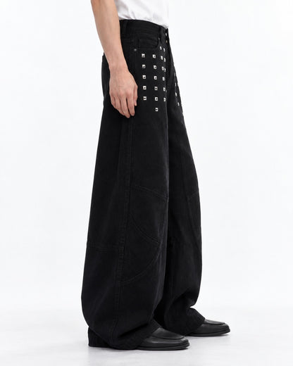 Studded Wide Leg Denim Pants