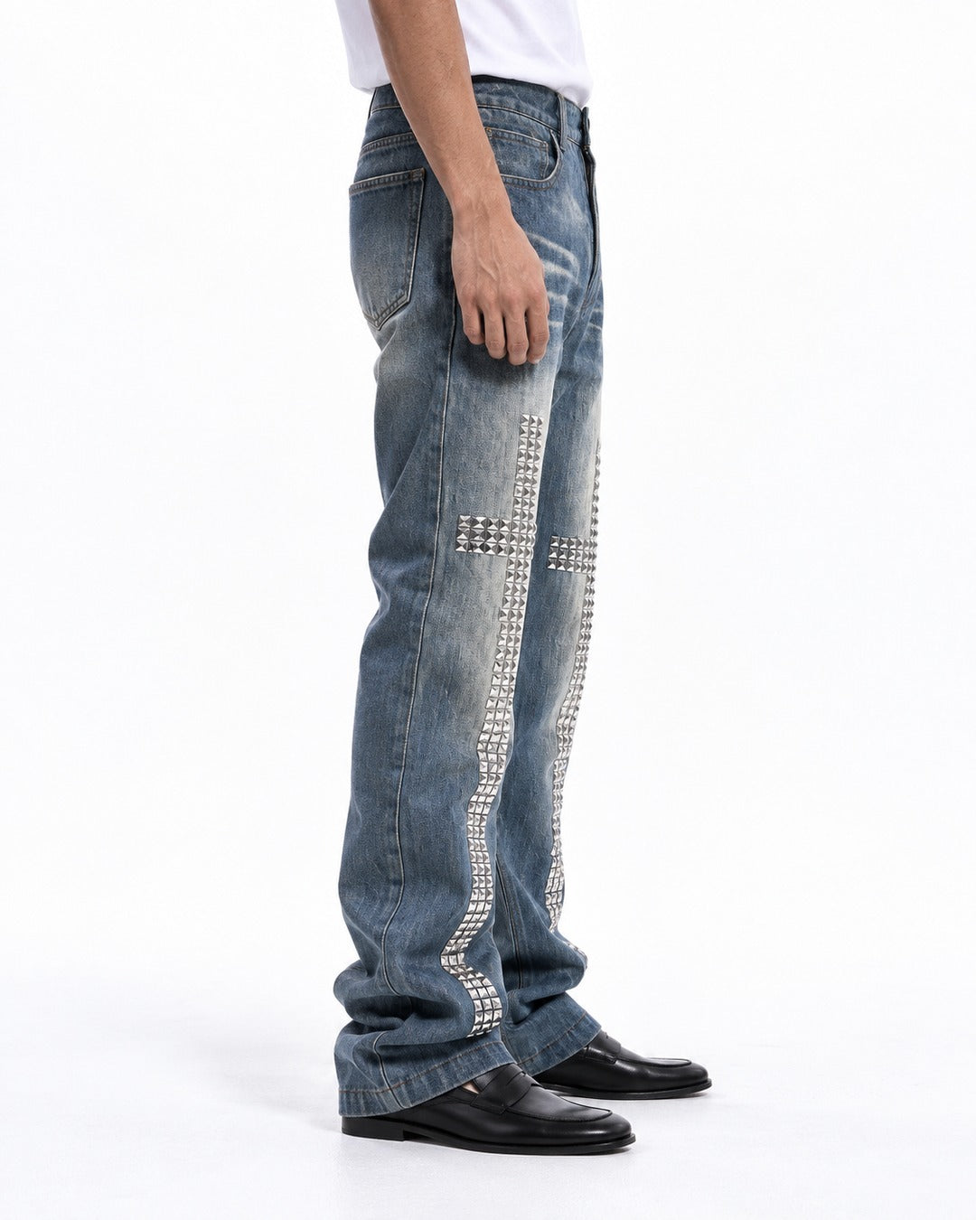 Studded Cross Straight Leg Jeans