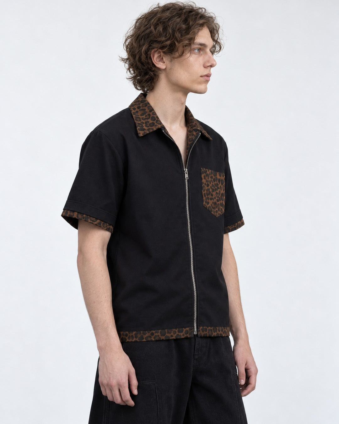 Leopard Pocket Zip Shirt