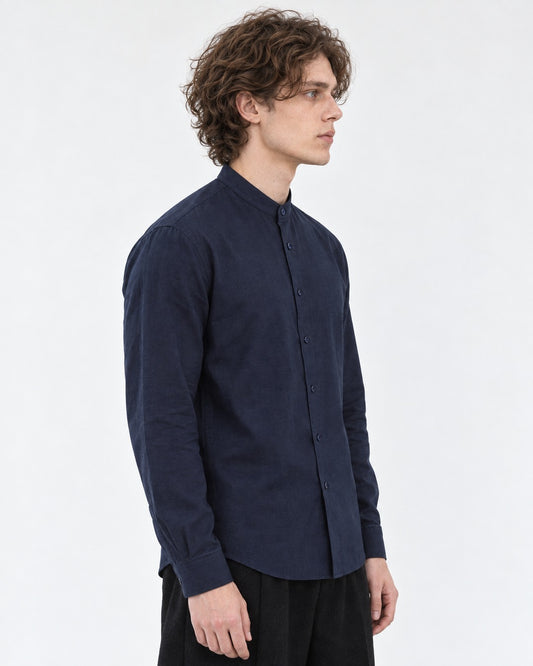 Band Collar Linen Cotton Shirt