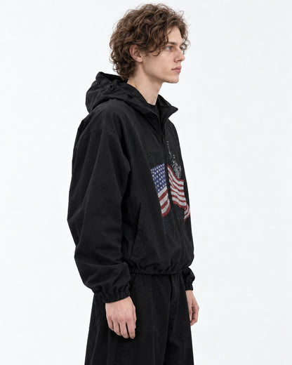 Rhinestone Flag Hooded Jacket