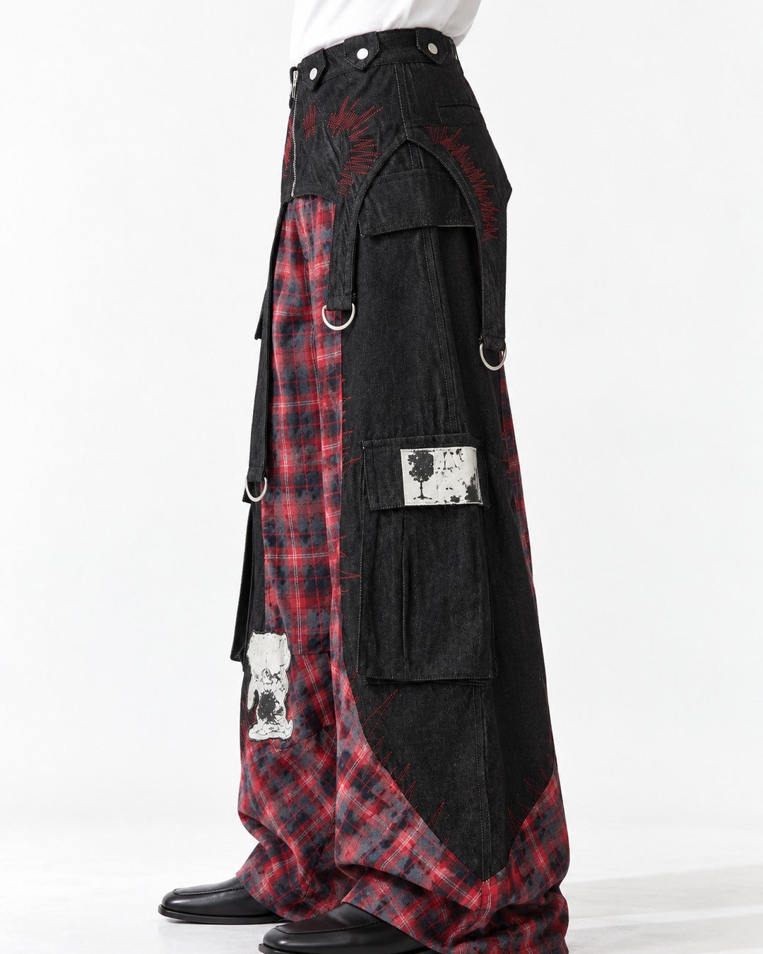 Tartan Panel Patchwork Pants