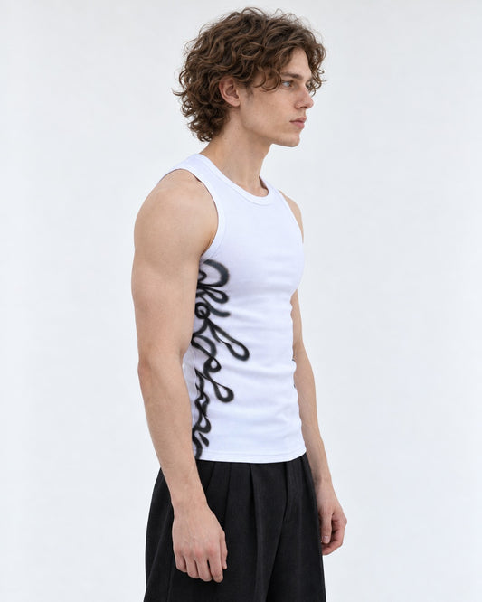 Ribbed Tank with Script Print