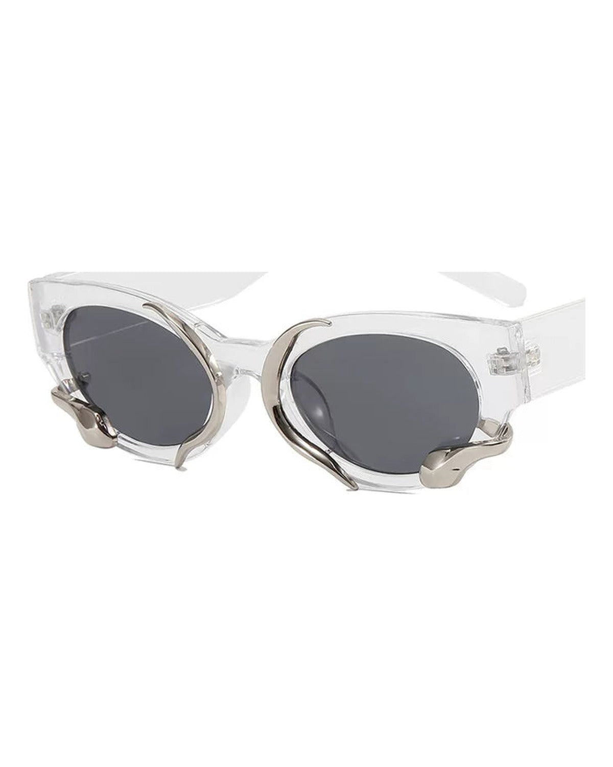 Silver Snake Oval Sunglasses