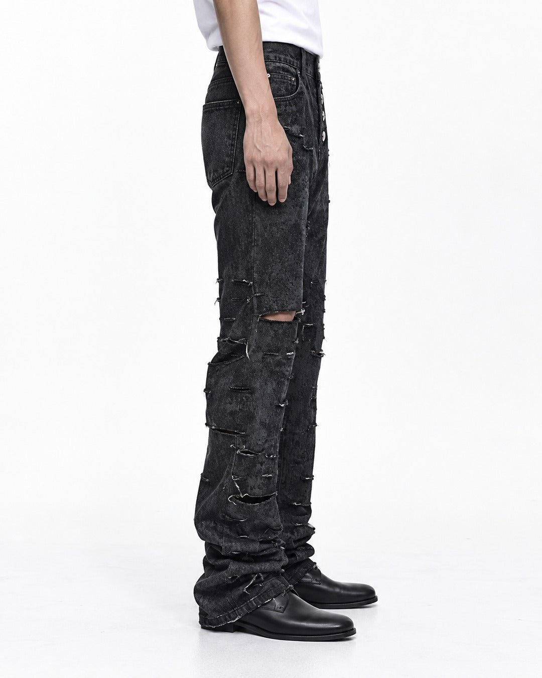 Ripped Patch Straight Jeans