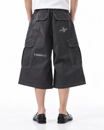 Stitched Patch Cargo Shorts