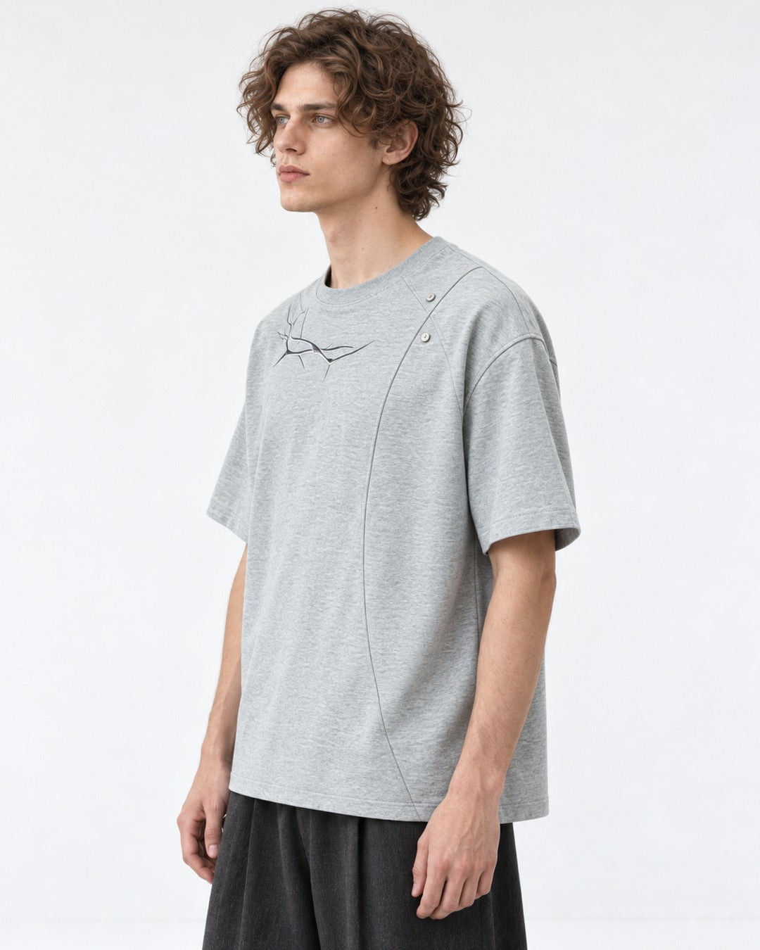 Tee with Barbed-Wire Embroidery