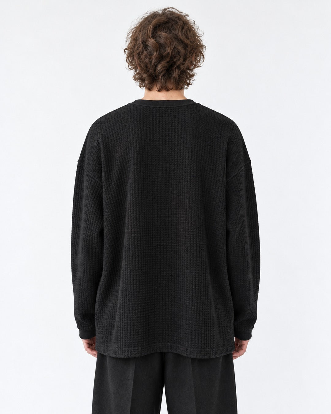 Notched Collar Waffle Knit Tee