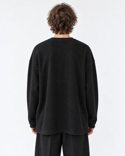 Notched Collar Waffle Knit Tee