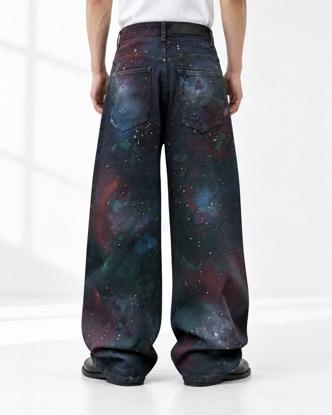 Cosmic Splatter Wide-Leg Jeans with Speckle Detail